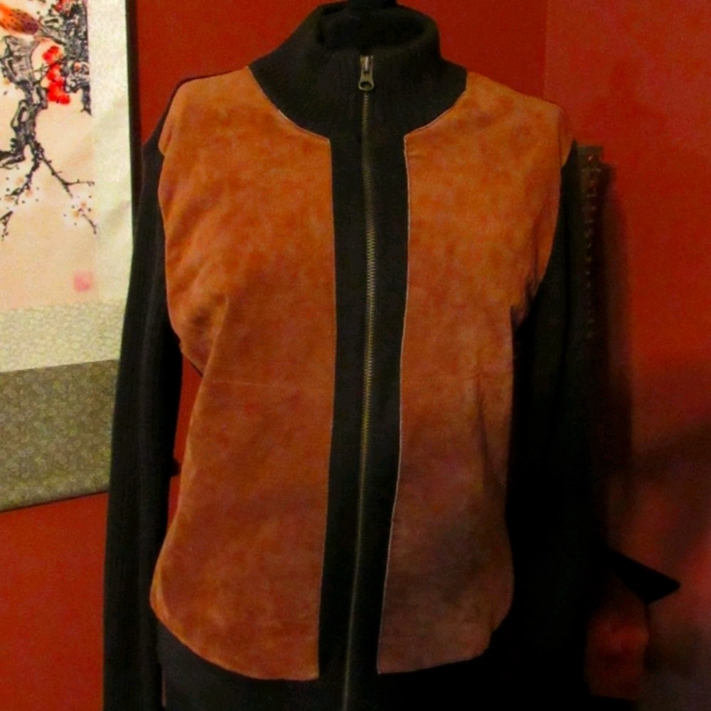 🦊 Vintage Genuine Suede Tan & Chocolate Brown Jacket - M